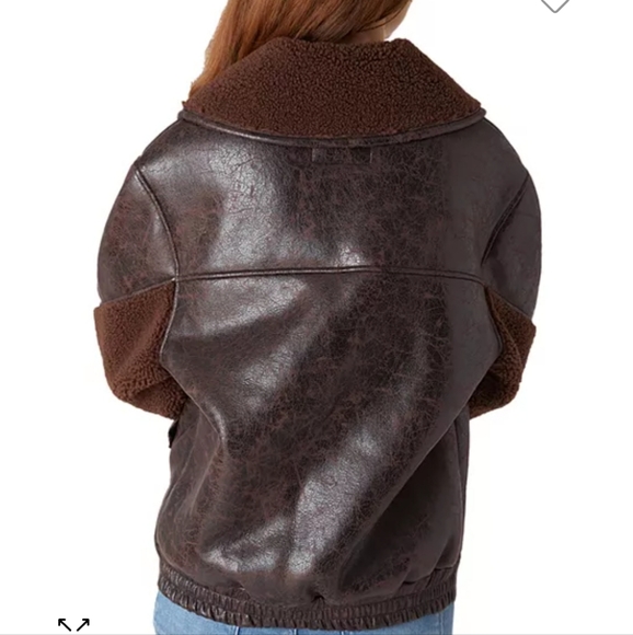 New! Blank NYC SWEET TALKER JACKET Sherpa Trim Color Sweet Talk Brown - Picture 2 of 5